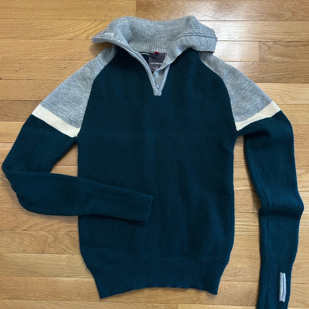 Lacoste Blue and Gray Zip Up Sweater with Sporty Design